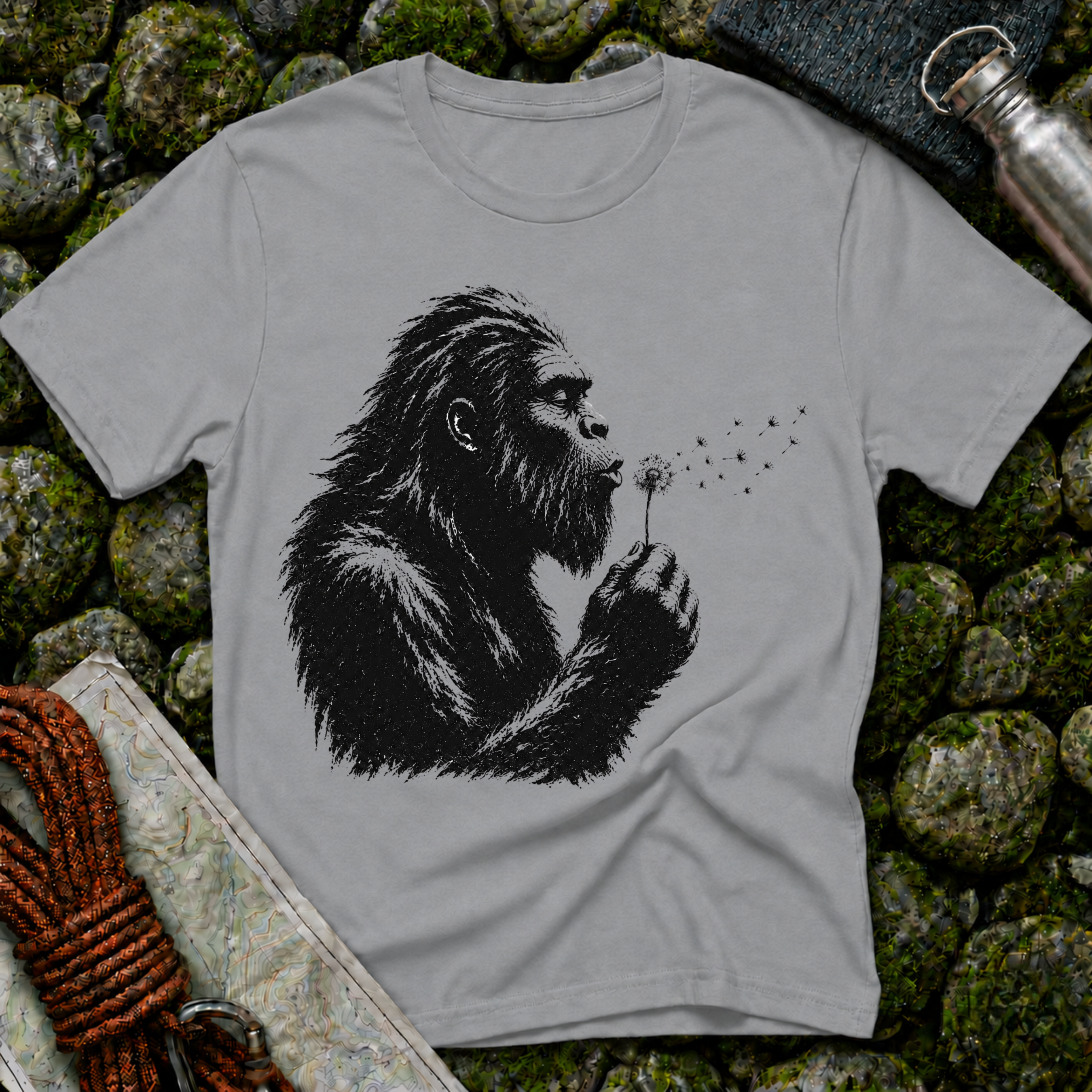 Bigfoot Blowing Flowers T-Shirt