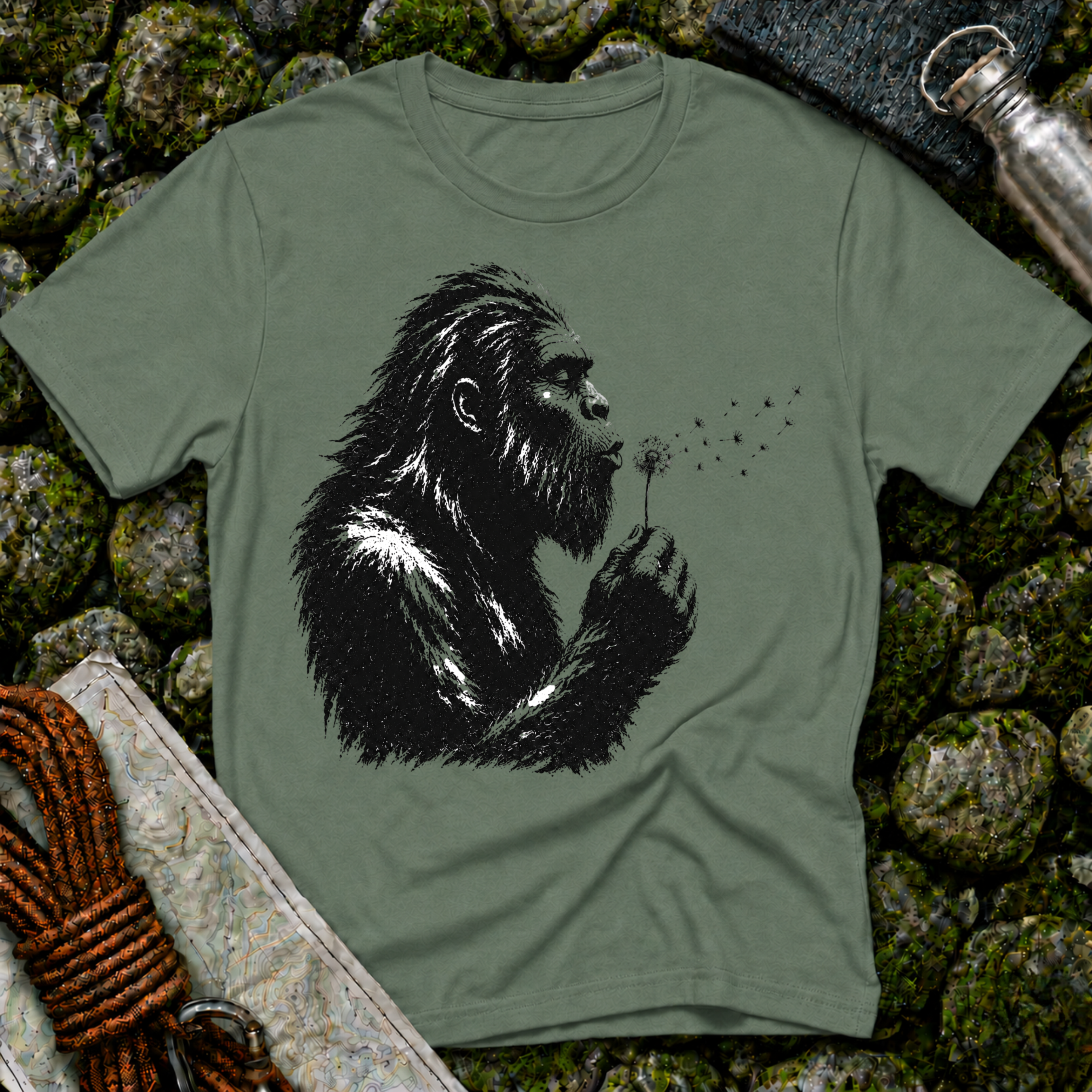 Bigfoot Blowing Flowers T-Shirt